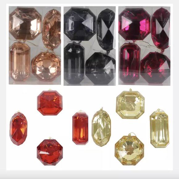 4 Piece Set Jewel Ornament Set Acrylic Gems Christmas Decor Choose Color - Picture 1 of 16